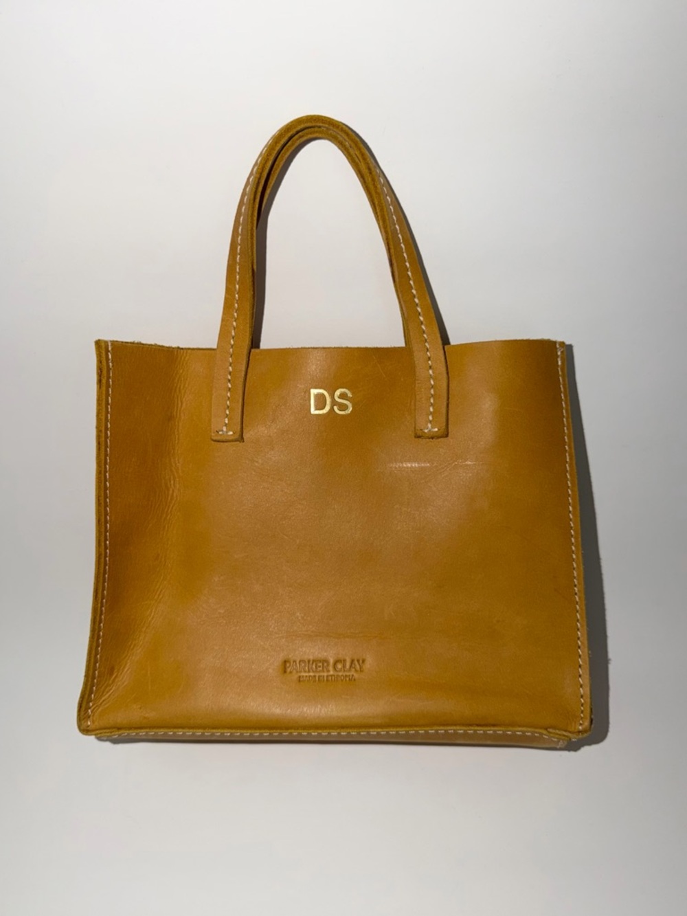 Parker Clay Mustard Leather Tote Bag - DS Monogram